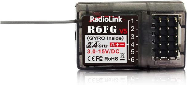Radiolink R6FG V5 6CH 2.4GHz RC Receiver w/ Gyro, Surface Long Range Control RX