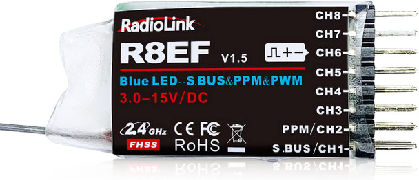 Radiolink R8EF 8Ch 2.4G RC Receiver SBUS/PPM/PWM Long Range Control RX