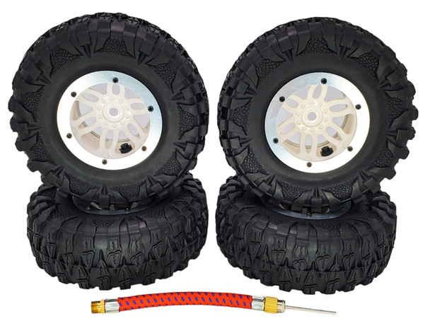 NHX RC P2 2.2" Air Crawler Tires w/ Beadlock Wheel / White Ring (4) for TRX-4 SCX10
