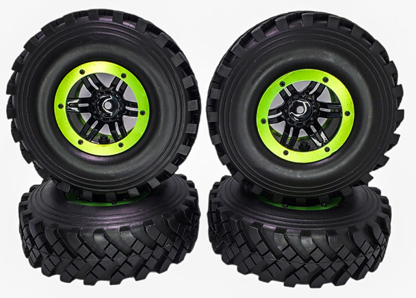 NHX RC P4 2.2" Air Tall Crawler Tires w/ Beadlock Wheel (4) for TRX-4 SCX10	-Black/Green