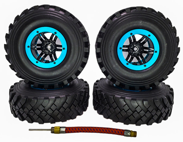 NHX RC P4 2.2" Air Tall Crawler Tires w/ Beadlock Wheel (4) for TRX-4 SCX10	-Black/SkyBlue