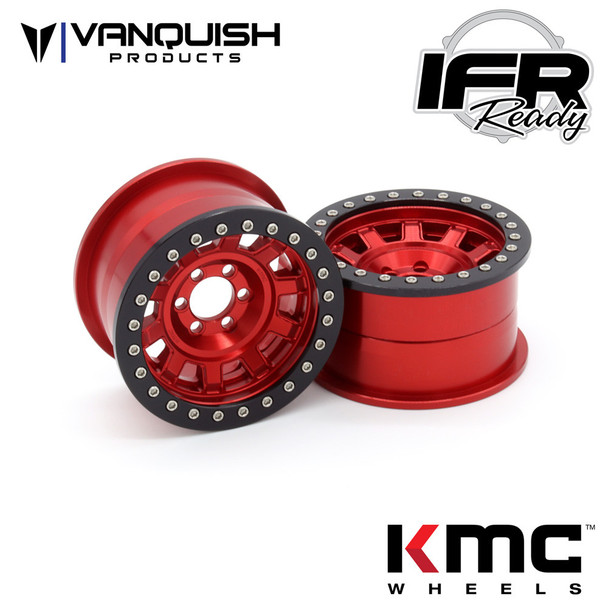 Vanquish VPS08704 2.2 Aluminum KMC KM236 Tank Red Beadlock Wheels (2)