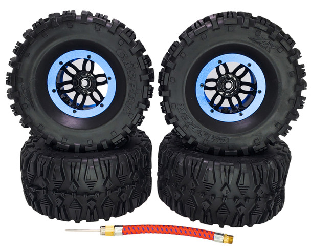 NHX RC P3 2.2" Air Wide Tall Crawler Tires w/ Beadlock Wheel (4) for TRX-4 SCX10	-Black/Blue