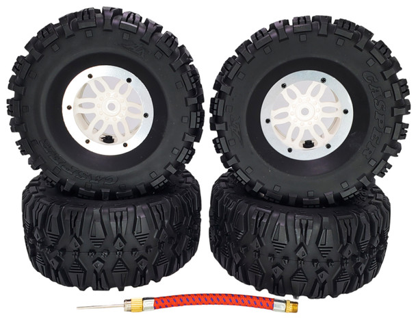 NHX RC P3 2.2" Air Wide Tall Crawler Tires w/ Beadlock Wheel (4) for TRX-4 SCX10	-White