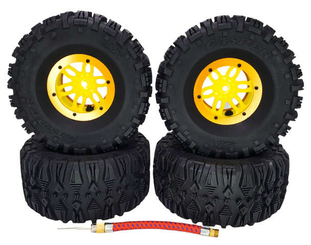 NHX RC P3 2.2" Air Wide Tall Crawler Tires w/ Beadlock Wheel (4) for TRX-4 SCX10	-Yellow