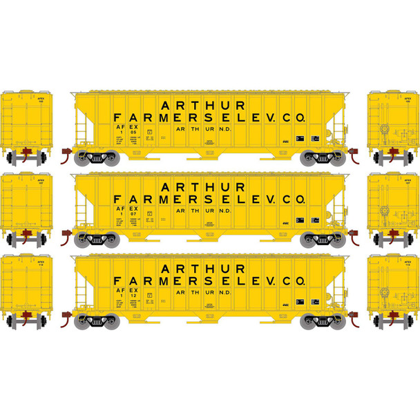 Athearn ATH81579 54' FMC 4700 Covered Hopper - AFEX (3-Pk) HO Scale