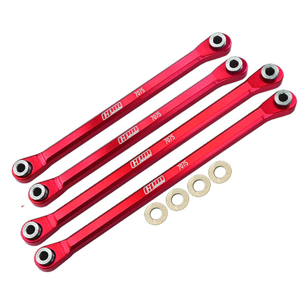GPM Aluminum 7075-T6 Front & Rear Lower Chassis Links Parts Red for Axial Capra