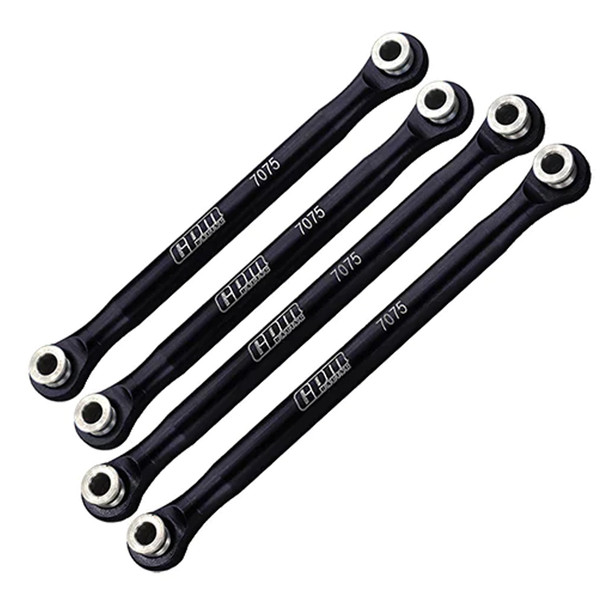 GPM Alum 7075-T6 Front Upper & Rear Upper Links Tie Rods Black for Axial Capra