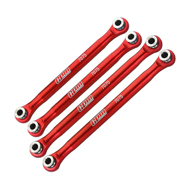 GPM Alum 7075-T6 Front Upper & Rear Upper Links Tie Rods Red for Axial Capra