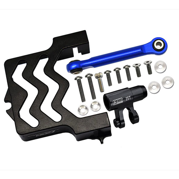 GPM Aluminum 6061-T6 Servo Mount + Tie Rod + 25T Servo Horn Black for X-Maxx