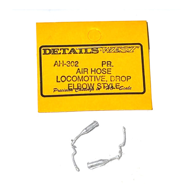 Details West AH-302 Air Hose (2) - Locomotive - Drop Elbow Style HO Scale