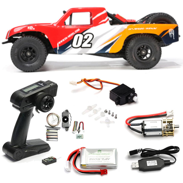 Orlandoo Hunter 1/32 RWD Micro Roll Cage Trophy Truck Kit Red Body COMBO