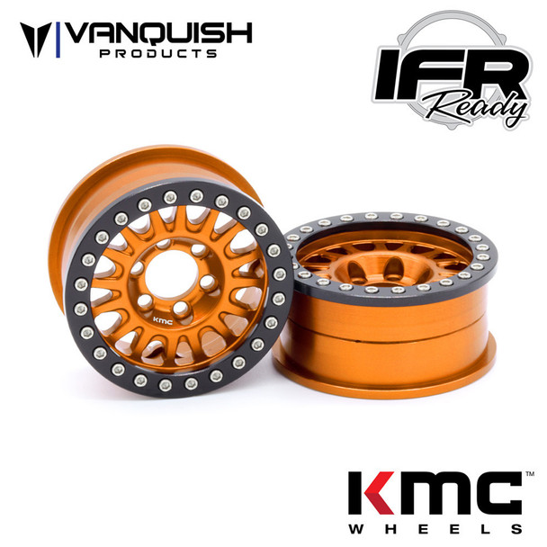 Vanquish VPS07806 1.9 Aluminum KMC KM445 Impact Beadlock Wheels Orange (2)