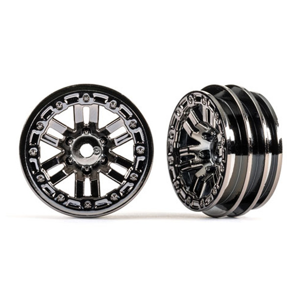 Traxxas 9768-BLKCR Multi-Spoke Wheels 1.0'' Black / Chrome (2) for TRX-4M