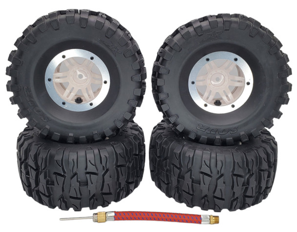 NHX RC P5 2.2" Air Wide Crawler Tires w/ Beadlock Wheel (4) for TRX-4 SCX10 -White