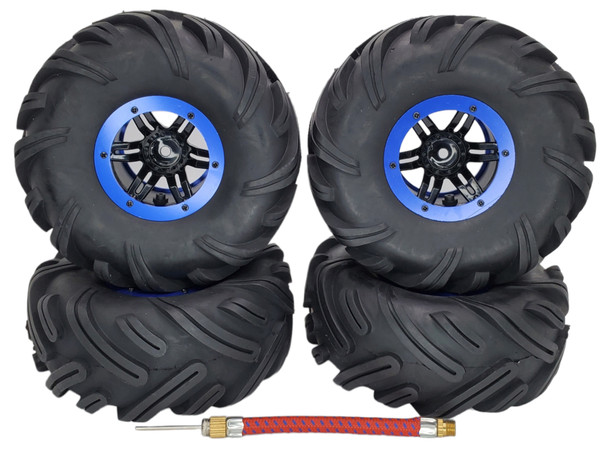 NHX RC P6 2.2" Air Crawler Tires w/ Beadlock Wheel (4) for TRX-4 SCX10 -Black/Blue