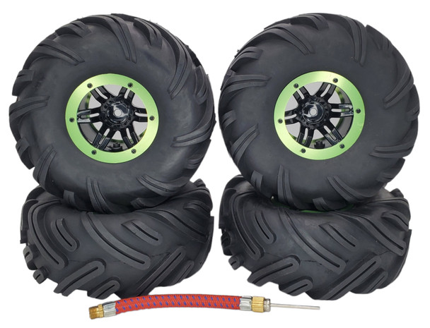 NHX RC P6 2.2" Air Crawler Tires w/ Beadlock Wheel (4) for TRX-4 SCX10 -Black/Green