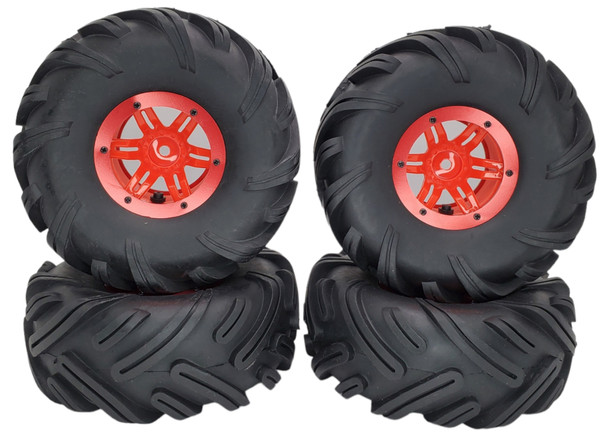 NHX RC P6 2.2" Air Crawler Tires w/ Beadlock Wheel (4) for TRX-4 SCX10 -Red