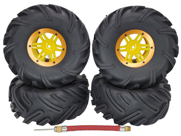 NHX RC P6 2.2" Air Crawler Tires w/ Beadlock Wheel (4) for TRX-4 SCX10 -Yellow