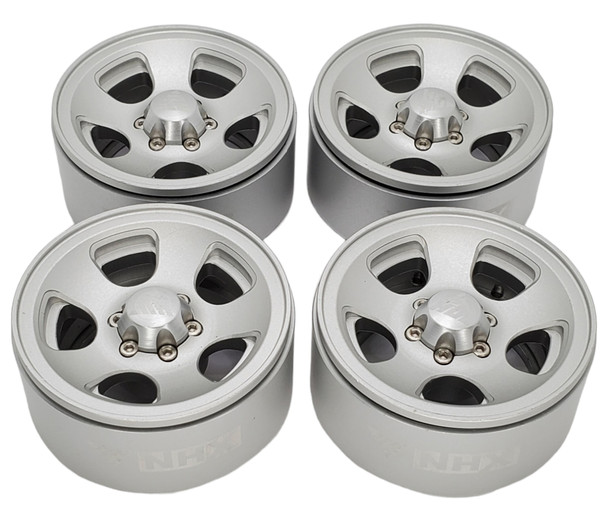 NHX RC 1.9" Fan Hole Aluminum Beadlock Crawler Wheels Rims  (4) -Silver