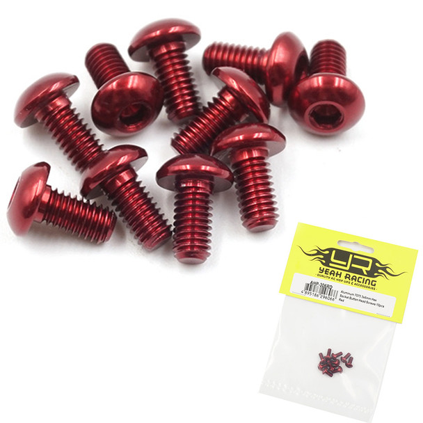 Yeah Racing Aluminum 7075 3x6mm Hex Socket Button Head Screws (10pcs) Red