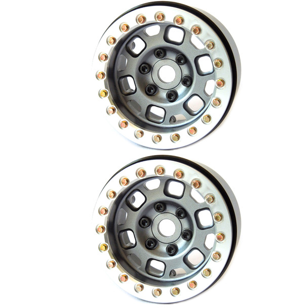 SSD RC SSD00264 Aluminum 1.9" Contender Beadlock Wheels Grey (2)