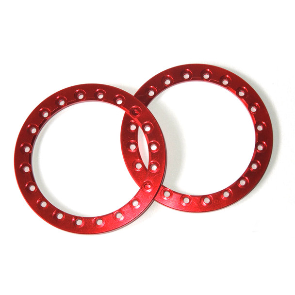 SSD RC SSD00271 1.9” Red Aluminum Beadlock Rings (2)