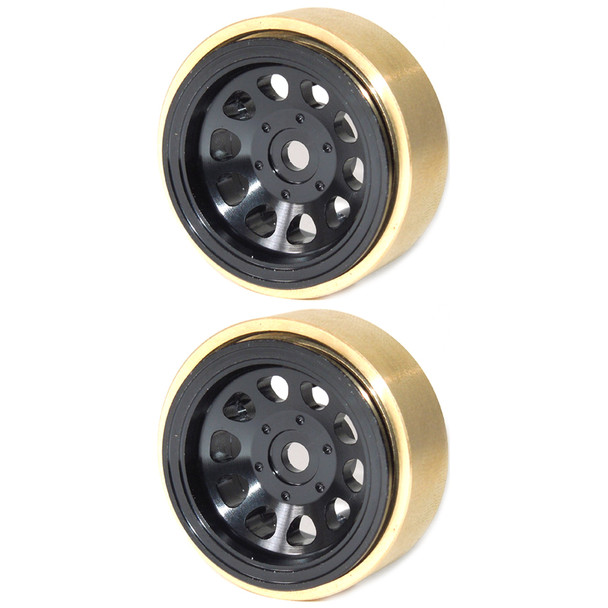 SSD RC SSD00458 1.0" Aluminum / Brass D Hole Beadlock Wheels Silver (2)