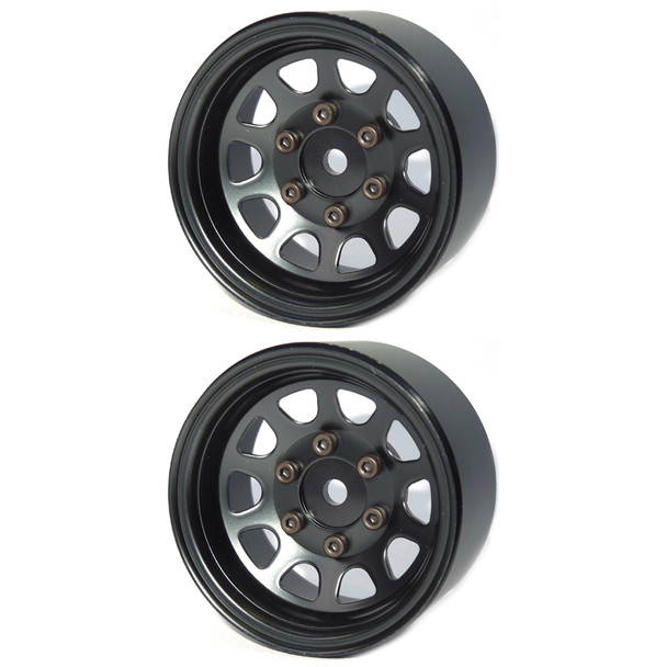 SSD RC SSD00488 Aluminum 1.55" Steel D Hole Beadlock Wheels Black (2)