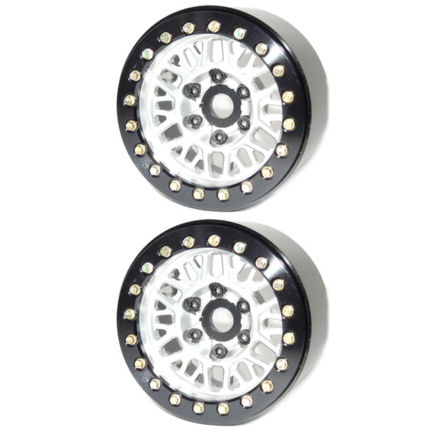 SSD RC SSD00534 Aluminum 1.9" Mesh Beadlock Wheels Silver (2)