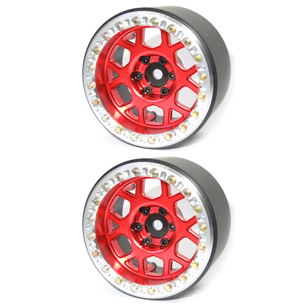 SSD RC SSD00559 Aluminum 2.2" Boxer Beadlock Wheels Red (2)