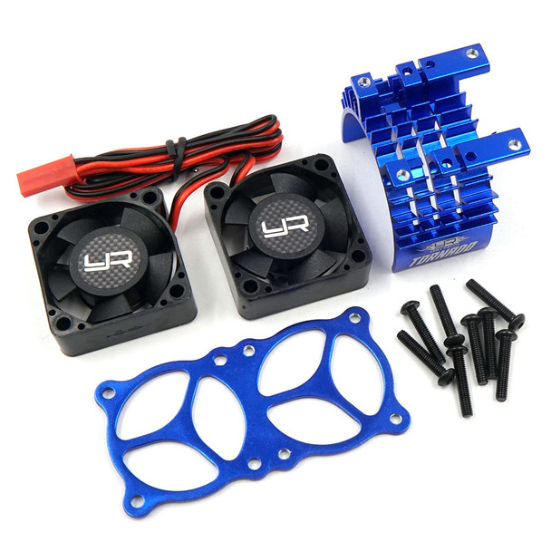 Yeah Racing YA-0643BU Alum 540/550 Motor Heat Sink w/ Twin Tornado High Speed Fan Blue