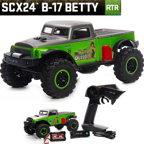 Axial AXI00004 1/24 SCX24 B-17 Betty Limited Edition 4WD RTR Rock Crawler Green