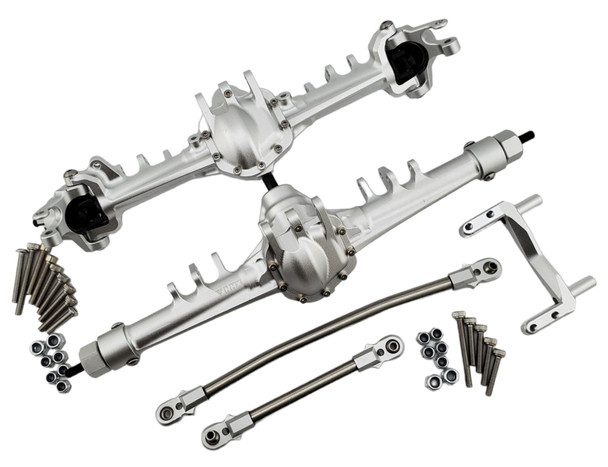 NHX RC Complete Aluminum Front & Rear Axle (2) for SCX10 II -Silver