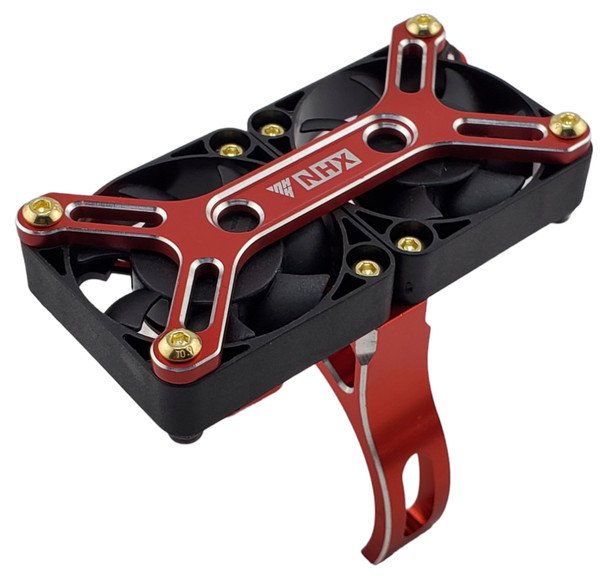 NHX RC 1/5 Twin 40mm Motor Cooling Fans with Clamp-on Alum Mount  -Red
