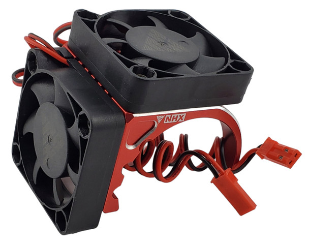 NHX RC 1/8 Side Mount Alum Heatsink with Twin 40mm Cooling Fans -Red