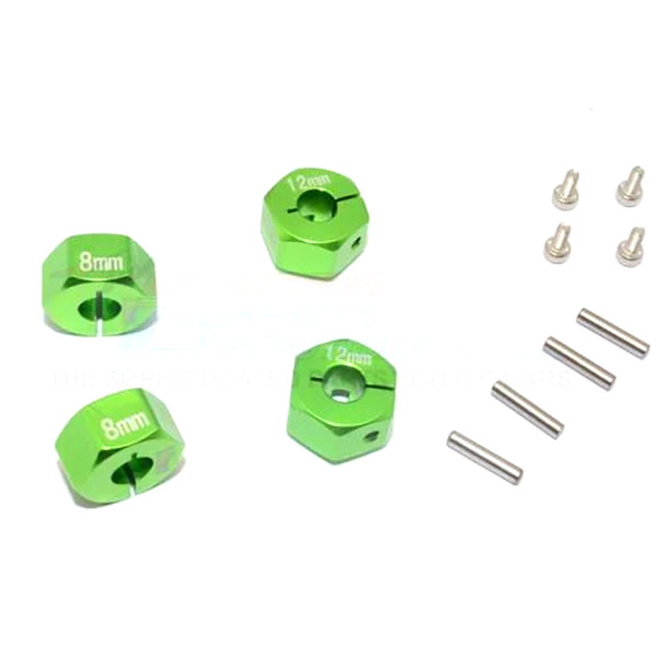GPM Aluminum Hex Adapters 8mm Thick Green for Traxxas Ford GT 4-Tec 2.0 / 3.0
