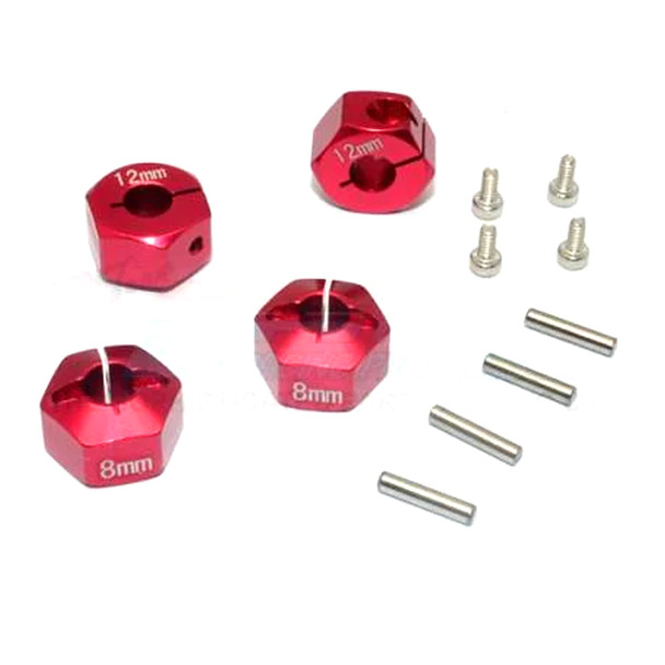 GPM Aluminum Hex Adapters 8mm Thick Red for Traxxas Ford GT 4-Tec 2.0 / 3.0