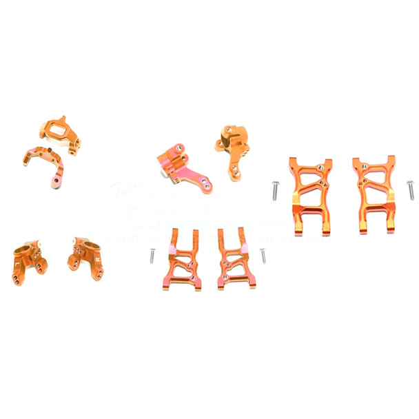 GPM Alum F/R Lower Arms / F/R Knuckle Arms/Front C Hubs Orange for Ford GT 4-Tec 2.0