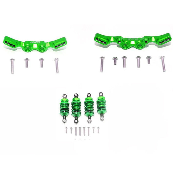 GPM Alum F/R Shock Towers + Fr 53mm + Rr 50mm Oil Filled Shock Green for 4-Tec 2.0/3.0