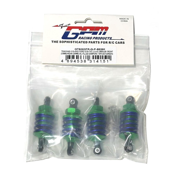 GPM Alum Front 53mm + Rear 50mm Oil Filled Shock Green for Ford GT 4-Tec 2.0/3.0