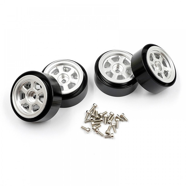 Yeah Racing WL-0173SV Aluminum CNC 6 Spoke Beadlock Rims Set Silver for TRX-4M