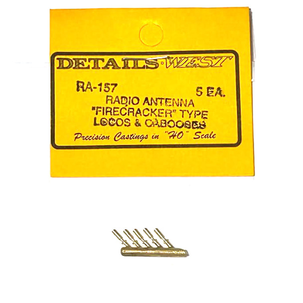 Details West RA-157 Firecracker Radio Antenna - Brass (5) HO Scale