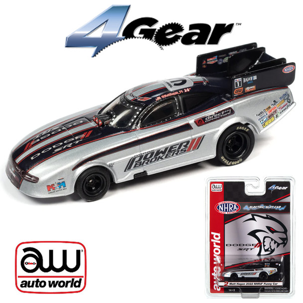 Auto World 4Gear NHRA Matt Hagan Power 2022 Dodge Charger Funny Car HO Slot Car