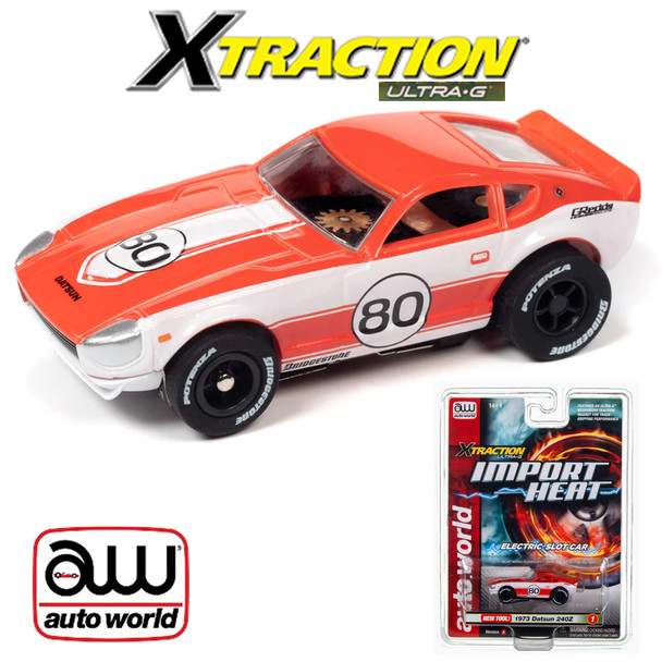 Auto World Xtraction 1973 Datsun 240Z Covered Headlights Red HO Slot Car