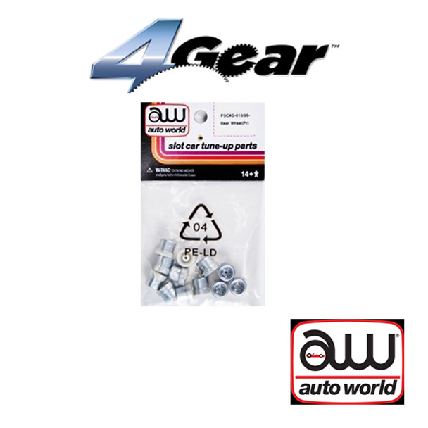 Auto World 4Gear Rear Wheel (Pair) (6) Pack : 1:64 / HO Scale Slot Car