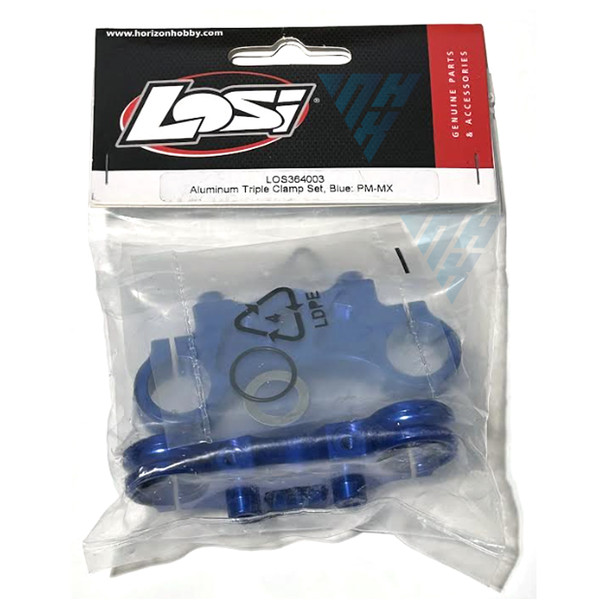 Losi LOS364003 Aluminum Triple Clamp Set Blue for Promoto-MX
