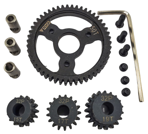 NHX RC Hardened Steel 50T Spur w/ Pinion Gear 15/17/19T for Slash Rustler 4x4