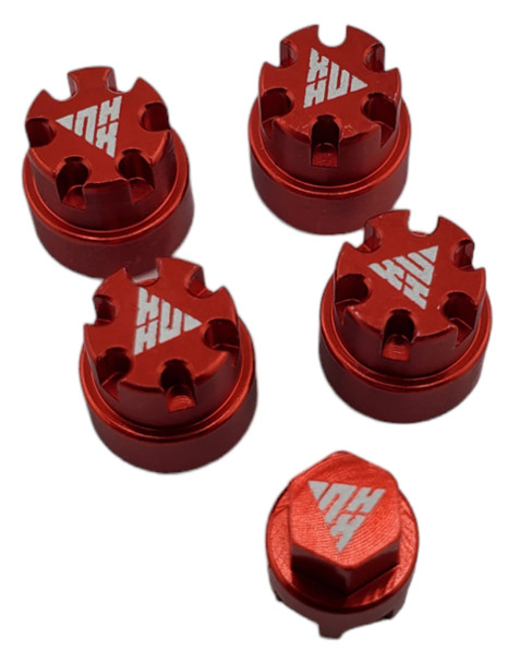 NHX RC Aluminum M2 Wheel Nut w/ Dust Cover (4) for SCX24 -Red