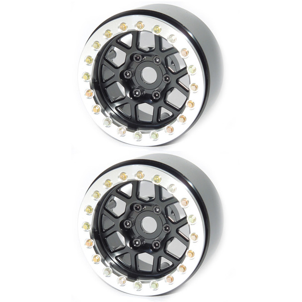 SSD RC SSD00540 1.9" Aluminum Boxer Beadlock Wheels Black (2)